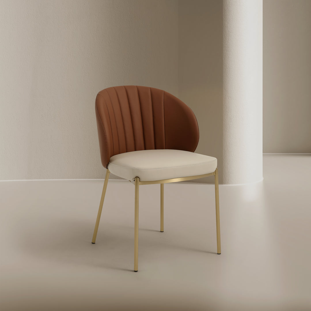Selena Leather Dining Chair - Cognac Brown