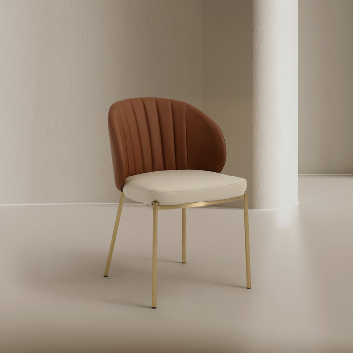 Selena Leather Dining Chair - Cognac Brown