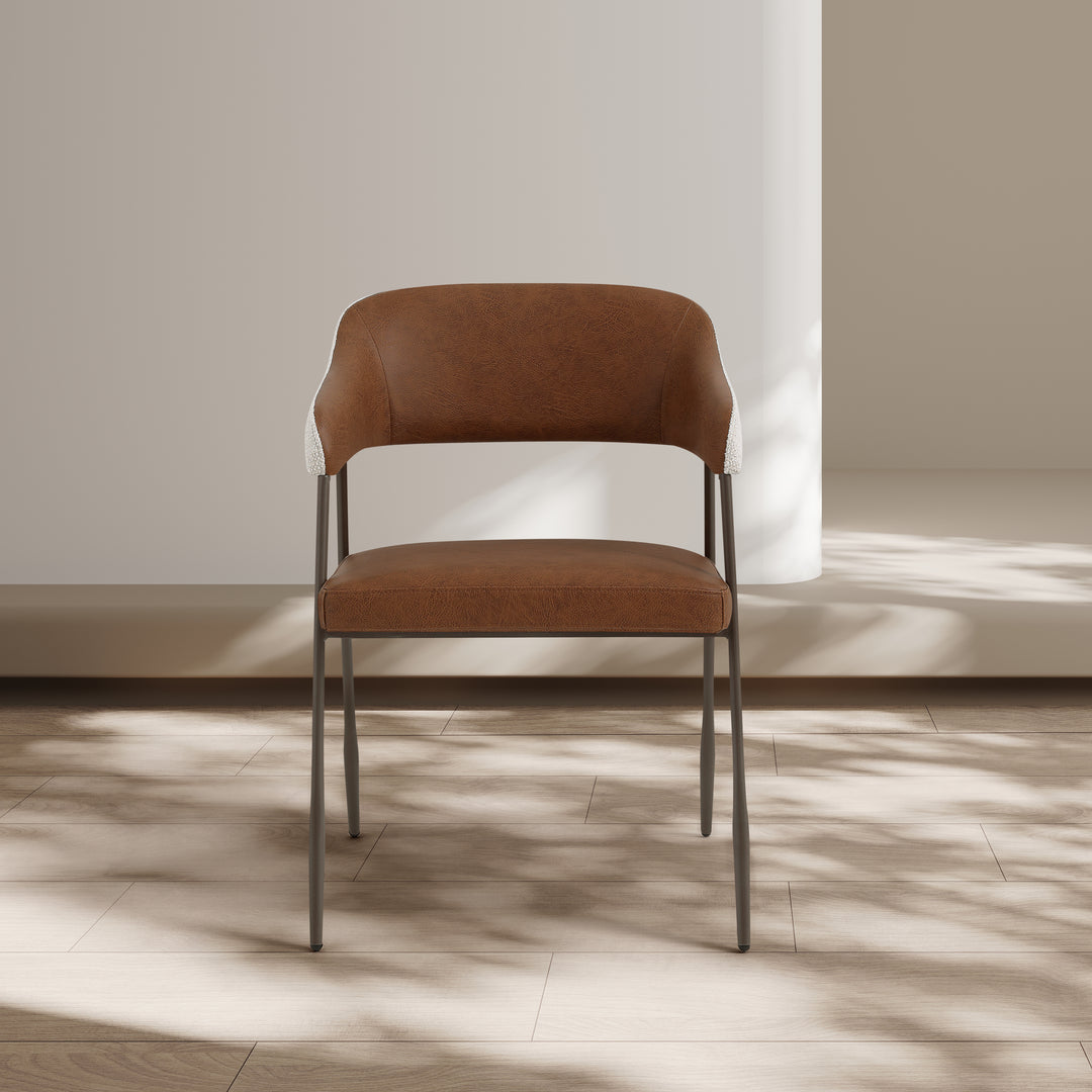 Dora Tan Leather Curved Back Dining Chair
