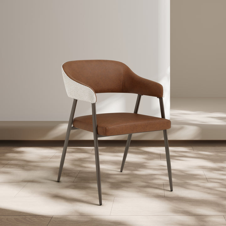 Dora Tan Leather Curved Back Dining Chair