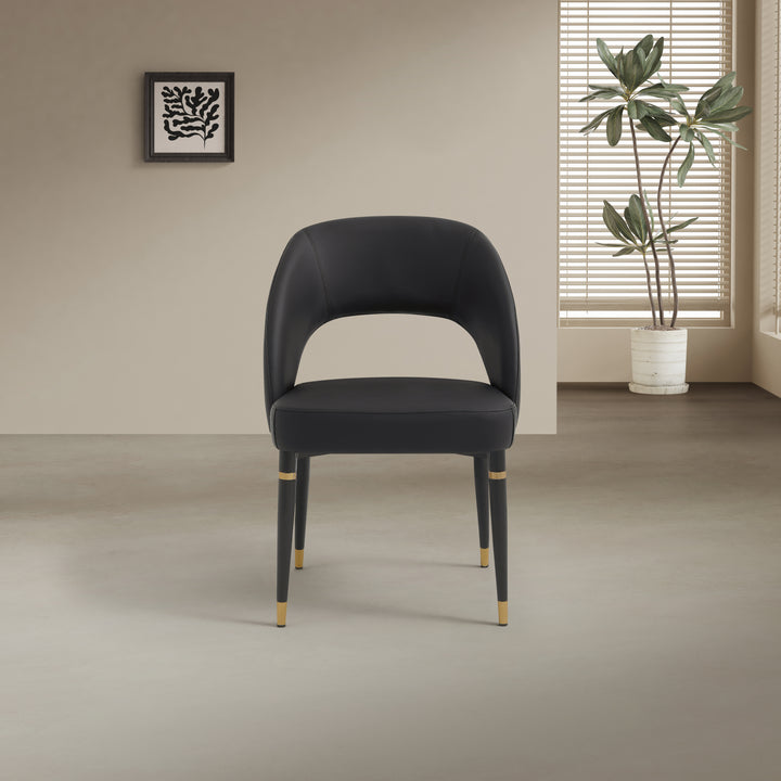 Milan Black Leather Dining Chair with Curved Backrest