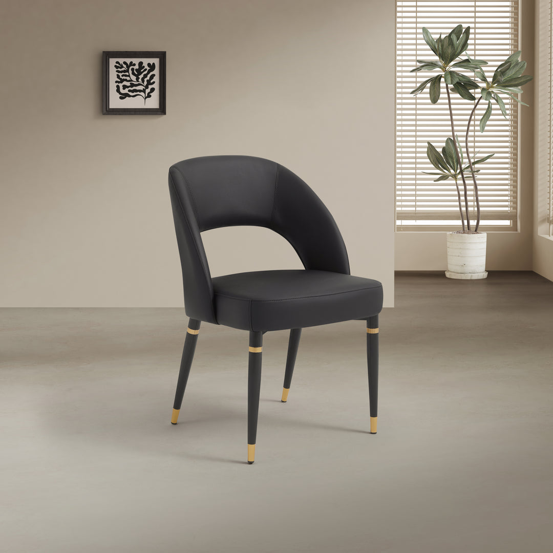 Milan Black Leather Dining Chair with Curved Backrest