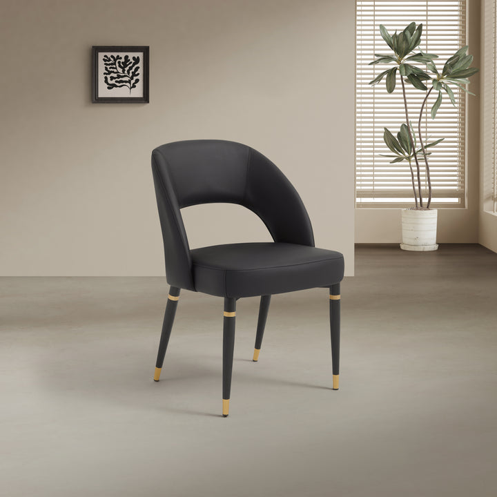 Milan Black Leather Dining Chair with Curved Backrest