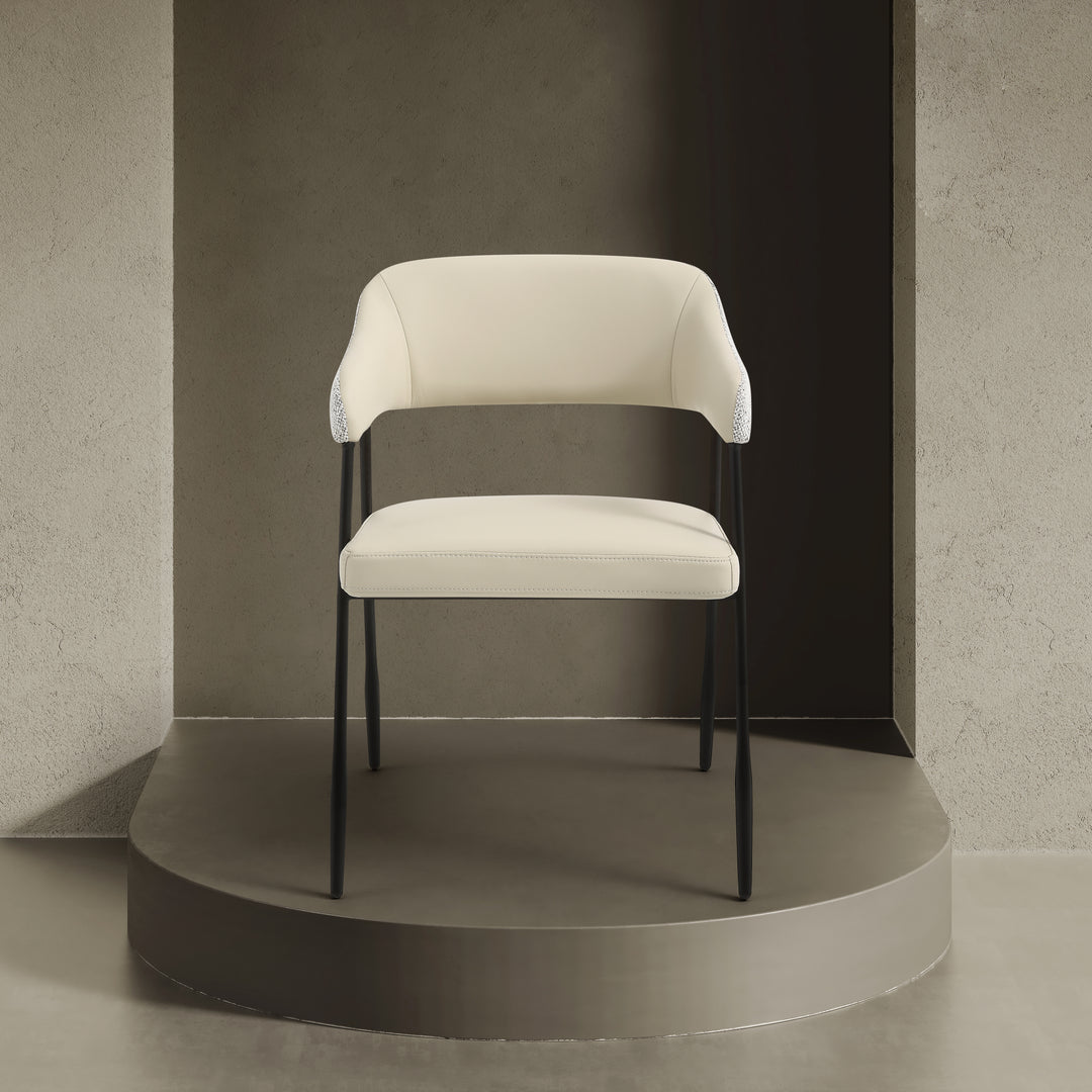 Dora Cream Leather Curved Back Dining Chair