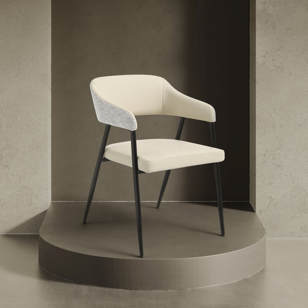 Dora Cream Leather Curved Back Dining Chair