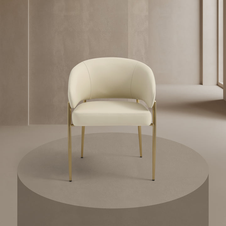 Chloe Curved Back Cream Leather Dining Chair