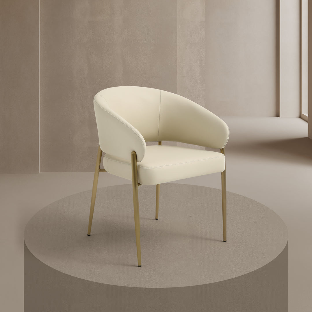 Chloe Curved Back Cream Leather Dining Chair