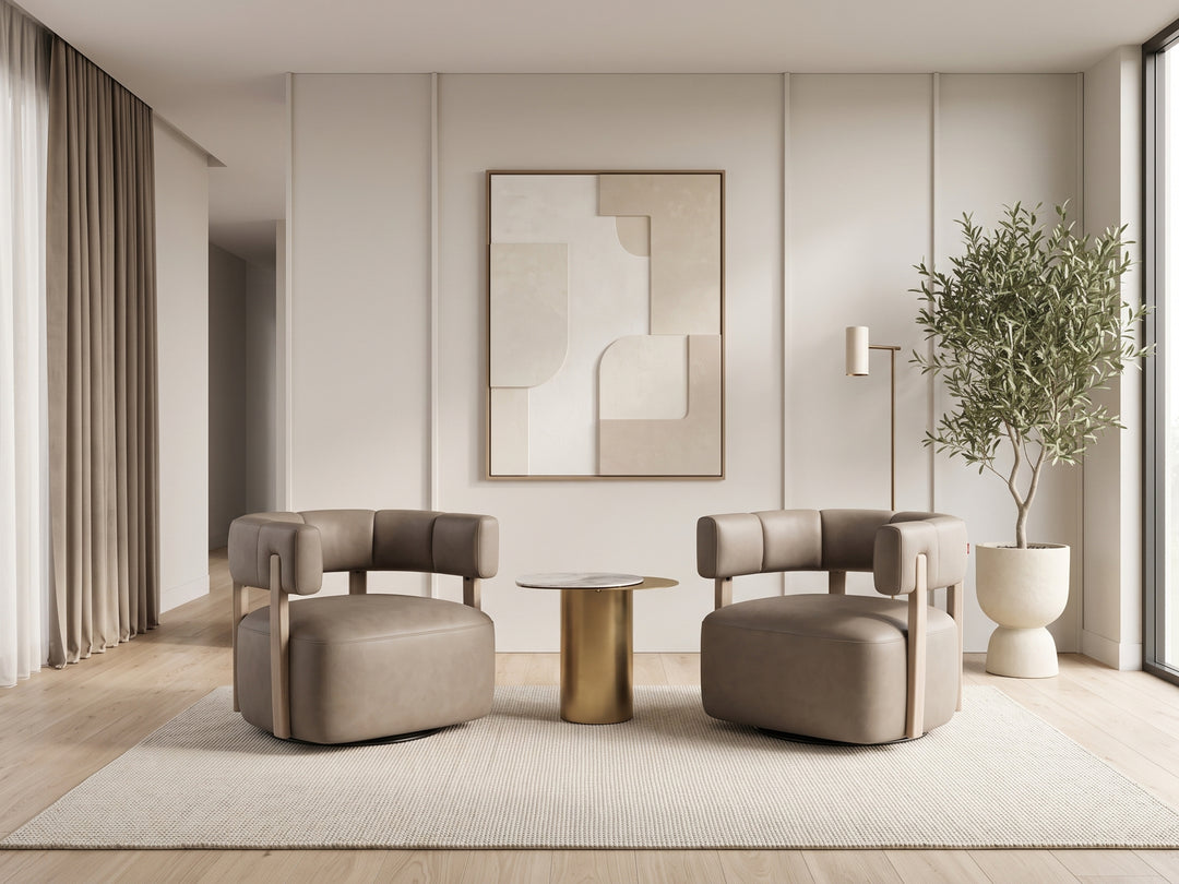 Jenna Chenille Fabric Swivel Armchair – Modern Occasional Chair