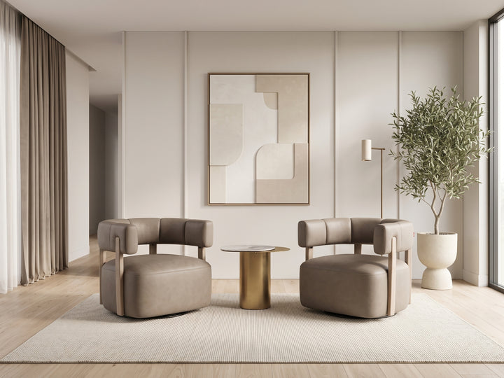 Jenna Chenille Fabric Swivel Armchair – Modern Occasional Chair
