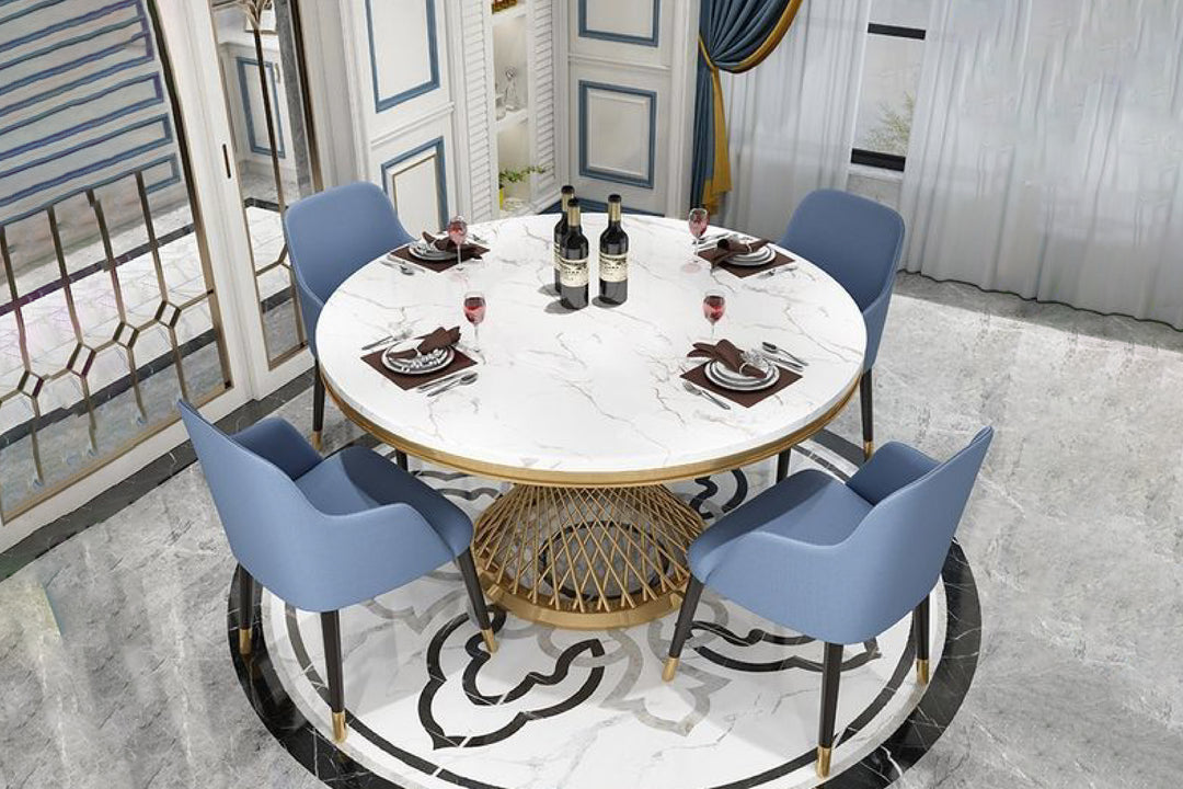 Kimber Pedestal Marble Dining Table