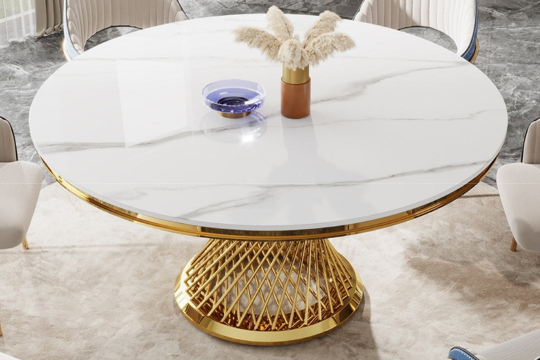 Kimber Pedestal Marble Dining Table