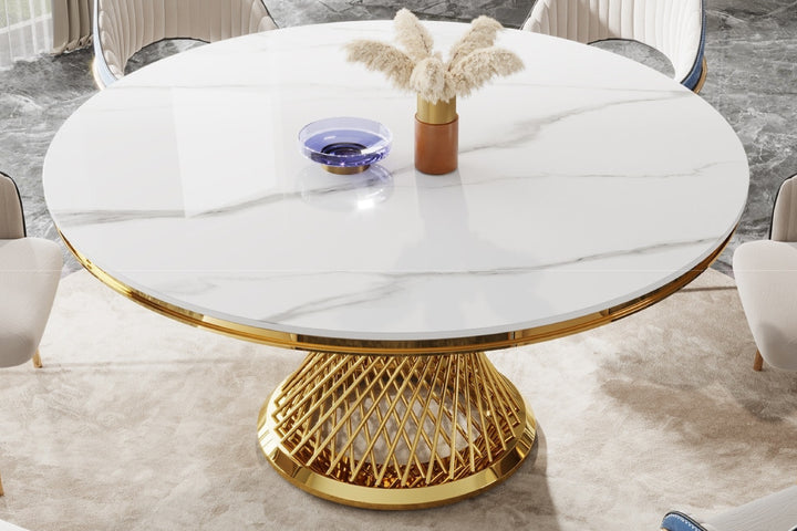 Kimber Pedestal Marble Dining Table