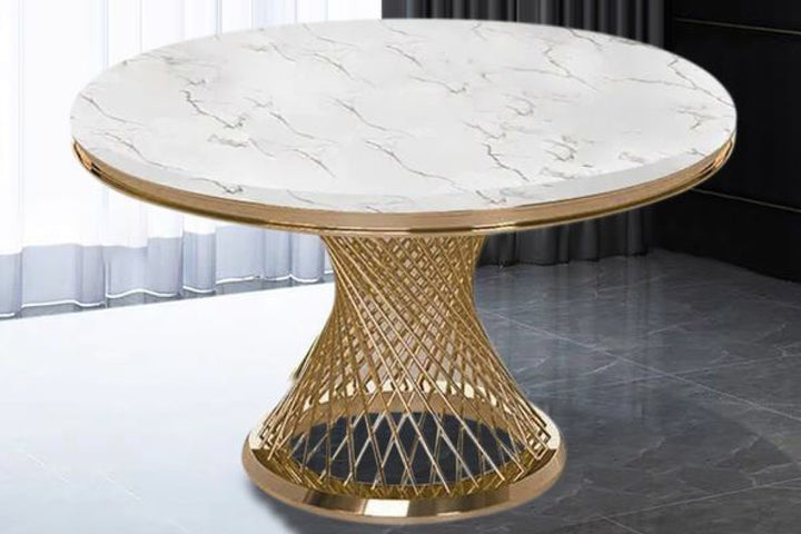 Kimber Pedestal Marble Dining Table