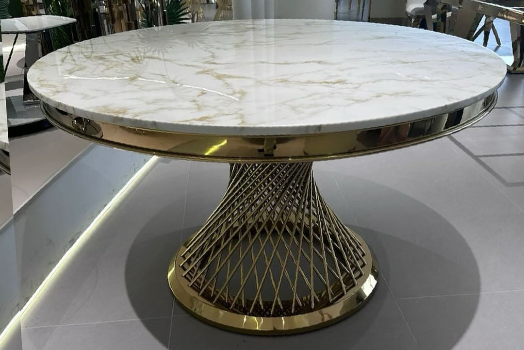 Kimber Pedestal Marble Dining Table