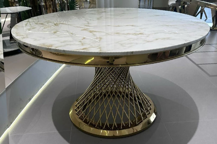 Kimber Pedestal Marble Dining Table