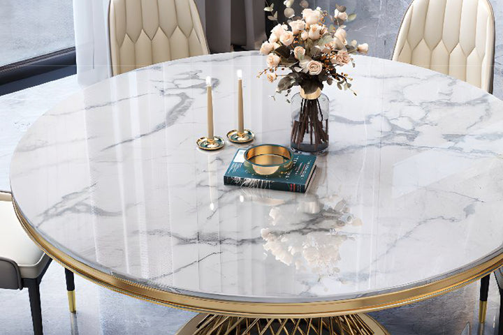 Kimber Pedestal Marble Dining Table