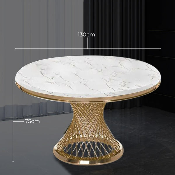 Kimber Pedestal Marble Dining Table