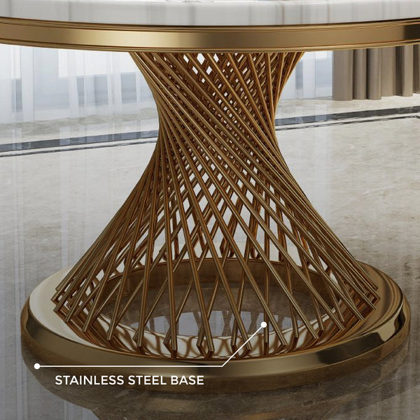 Kimber Pedestal Marble Dining Table