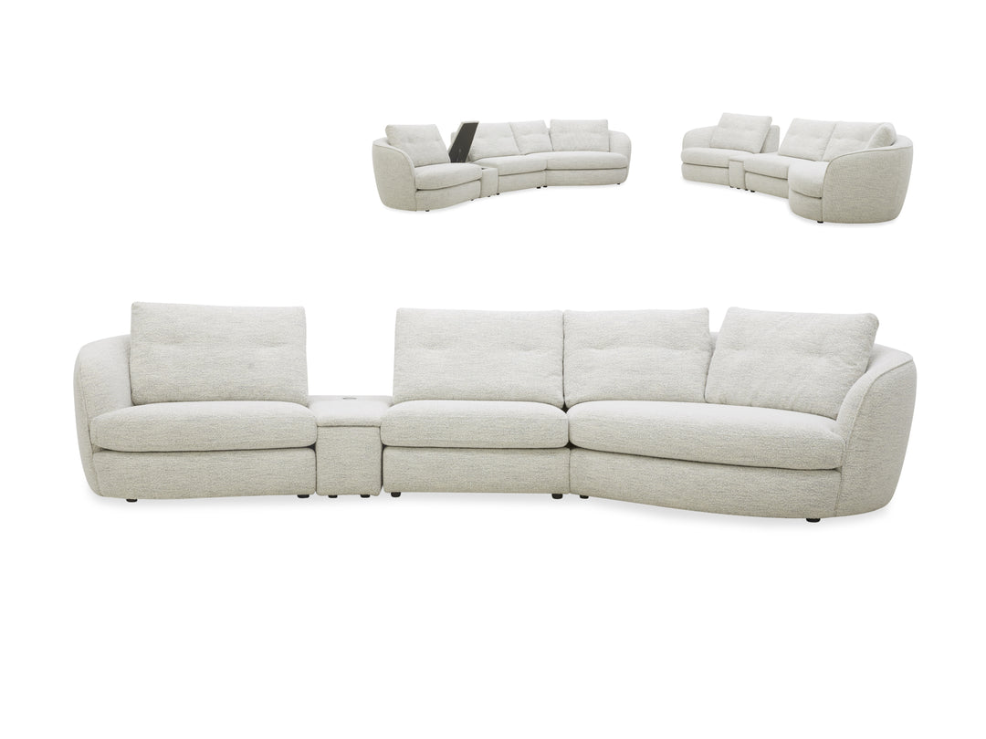Lagoon Fabric Chaise Lounge – Curved Corner Lounge with Cushions