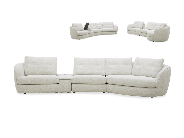 Lagoon Fabric Chaise Lounge – Curved Corner Lounge with Cushions