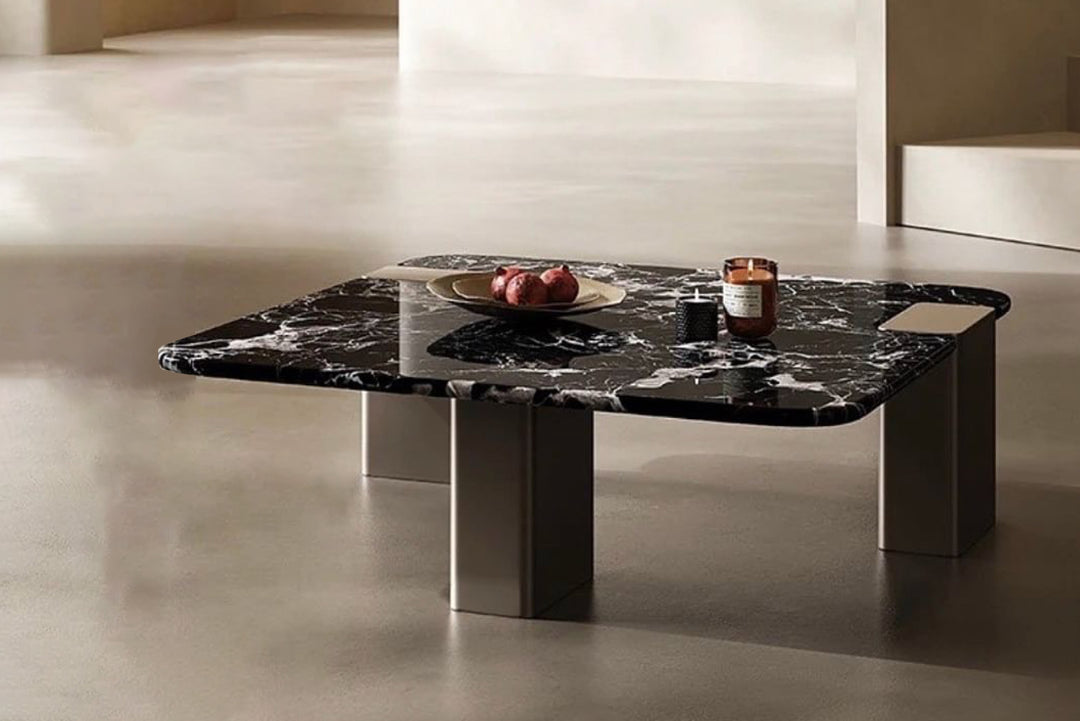 Lapis Black Rose Marble Top Coffee Table