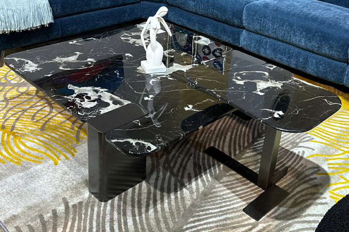 Lapis Black Rose Marble Top Coffee Table