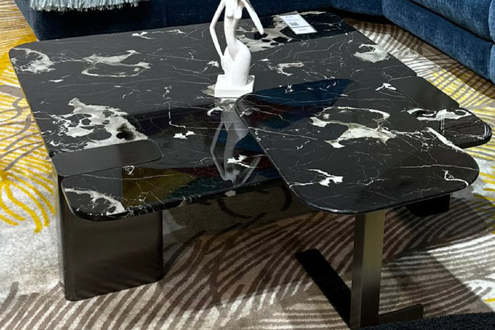 Lapis Black Rose Marble Top Coffee Table