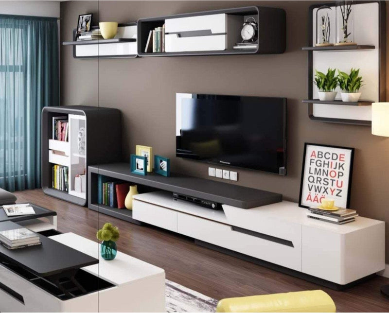 London Extendable Modern TV Unit in Black and White