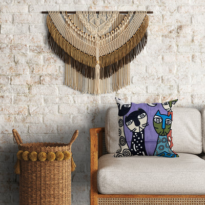 Lurel Burch Inspired Abstract Cat Art Cushion