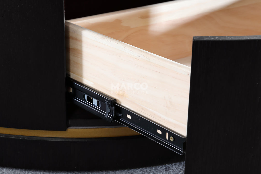 Macao Round Coffee Table with Drawers and White Spanish Ceramic Top