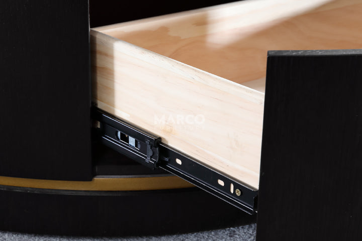 Macao Round Coffee Table with Drawers and White Spanish Ceramic Top