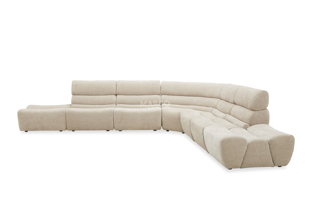 Beige sectional sofa on a white background