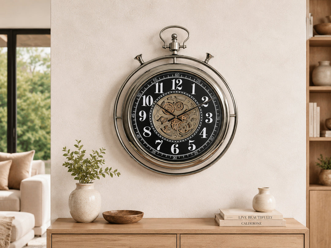 Mason Large Pocket Watch Wall Clock with Moving Gears (74cm)