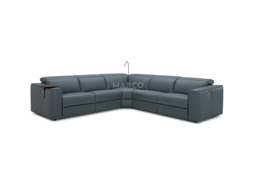 Gray sectional sofa with 'Marco' branding on a white background