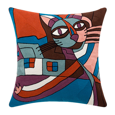Meow Abstract Cat Cushion