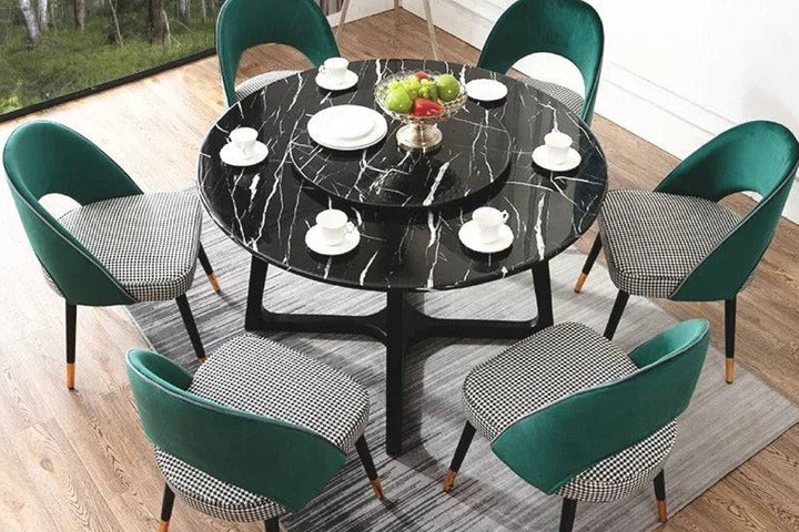 Milan Houndstooth and Velvet Back Chair with Metal Legs