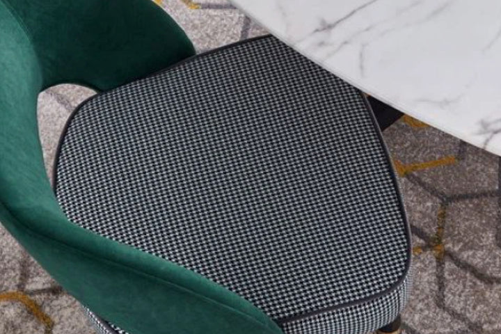 Milan Houndstooth and Velvet Back Chair with Metal Legs
