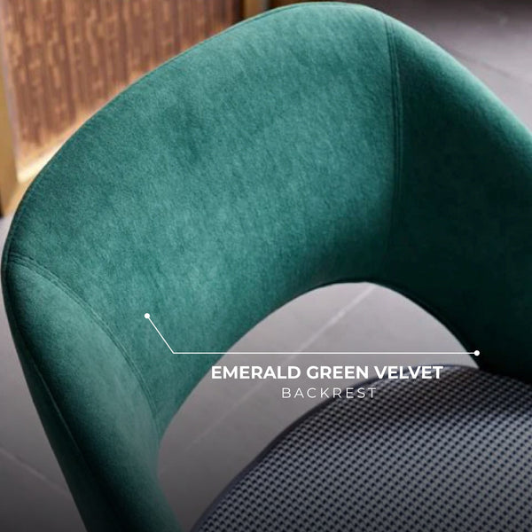 Milan Houndstooth and Velvet Back Chair with Metal Legs