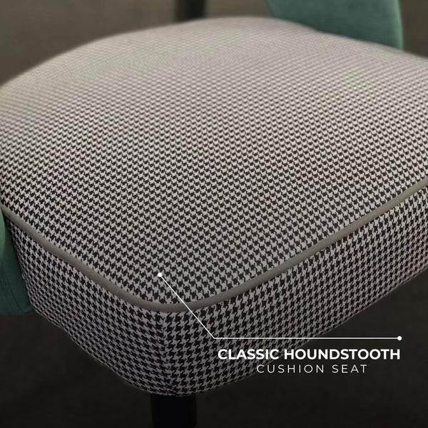 Milan Houndstooth and Velvet Back Chair with Metal Legs