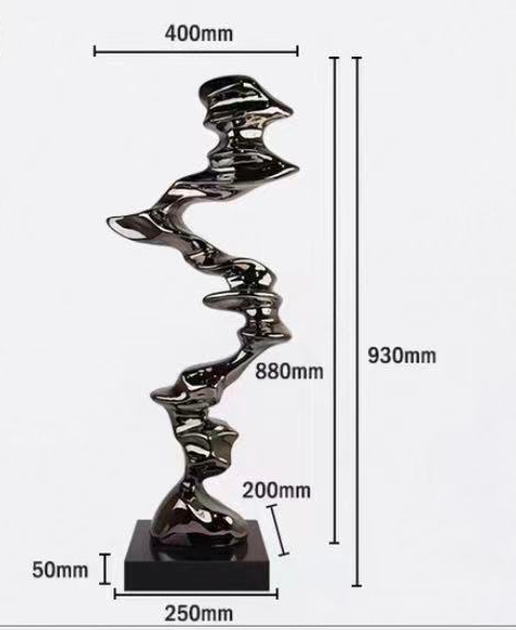 Twisting Flow Black Sculpture