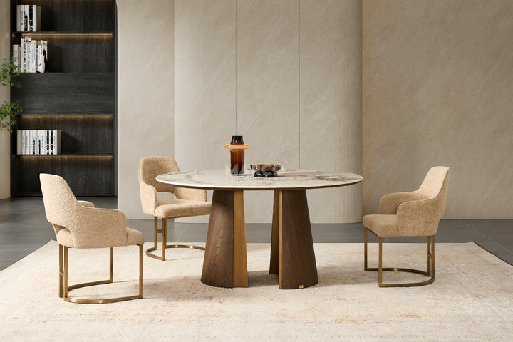Mont Blanc Round Sintered Stone Top Dining Table - 6 Seater