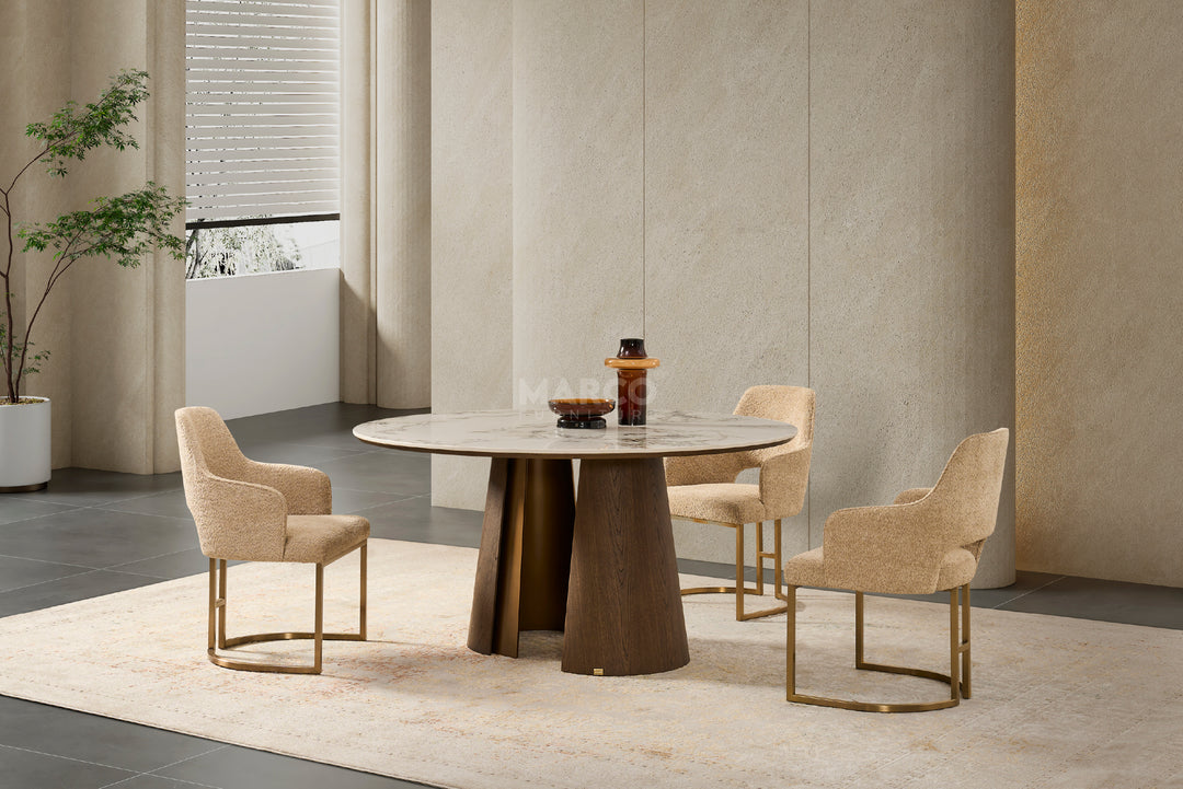 Mont Blanc Round Sintered Stone Top Dining Table - 6 Seater