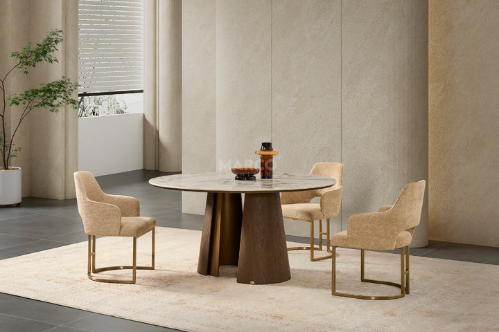 Mont Blanc Round Sintered Stone Top Dining Table - 6 Seater