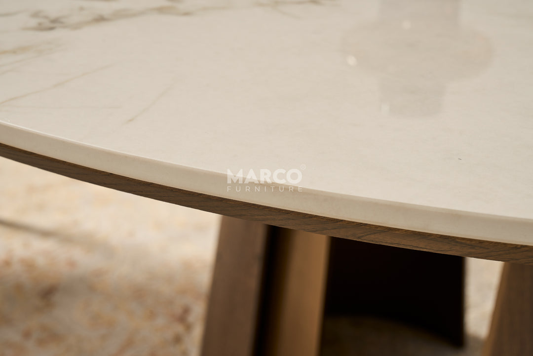 Mont Blanc Round Sintered Stone Top Dining Table - 6 Seater