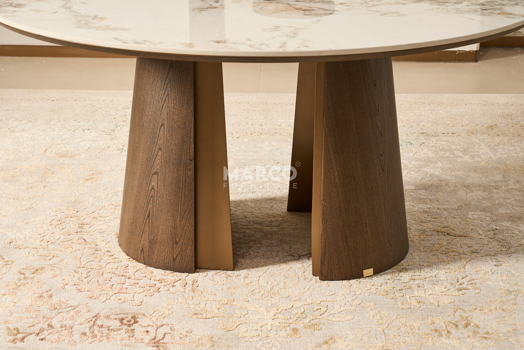 Mont Blanc Round Sintered Stone Top Dining Table - 6 Seater