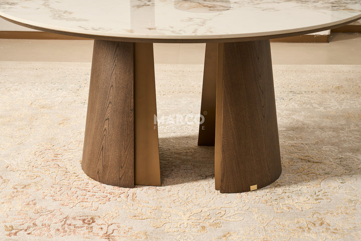 Mont Blanc Round Sintered Stone Top Dining Table - 6 Seater