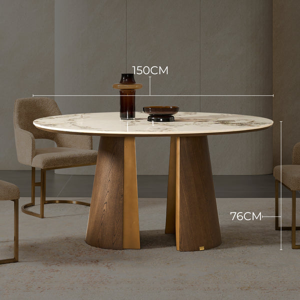 Mont Blanc Round Sintered Stone Top Dining Table - 6 Seater