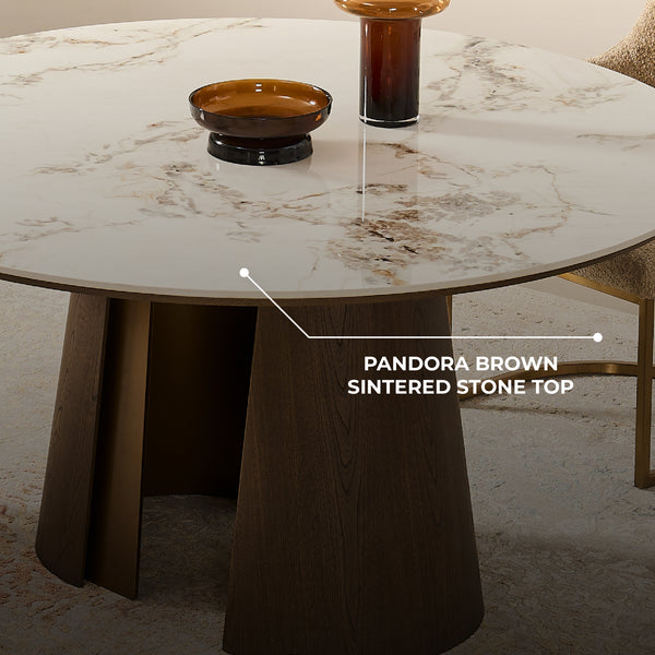 Mont Blanc Round Sintered Stone Top Dining Table - 6 Seater