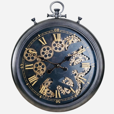 Moving Cogs Stopwatch Vintage Roman Numerals Wall Clock, 50cm - Marco Furniture