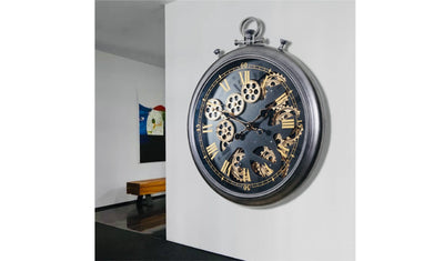 Moving Cogs Stopwatch Vintage Roman Numerals Wall Clock, 50cm - Marco Furniture
